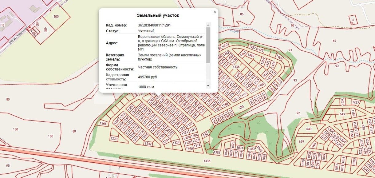 Земельный участок площадью 1000 кв.м Воронежская обл. Семилукский р-н