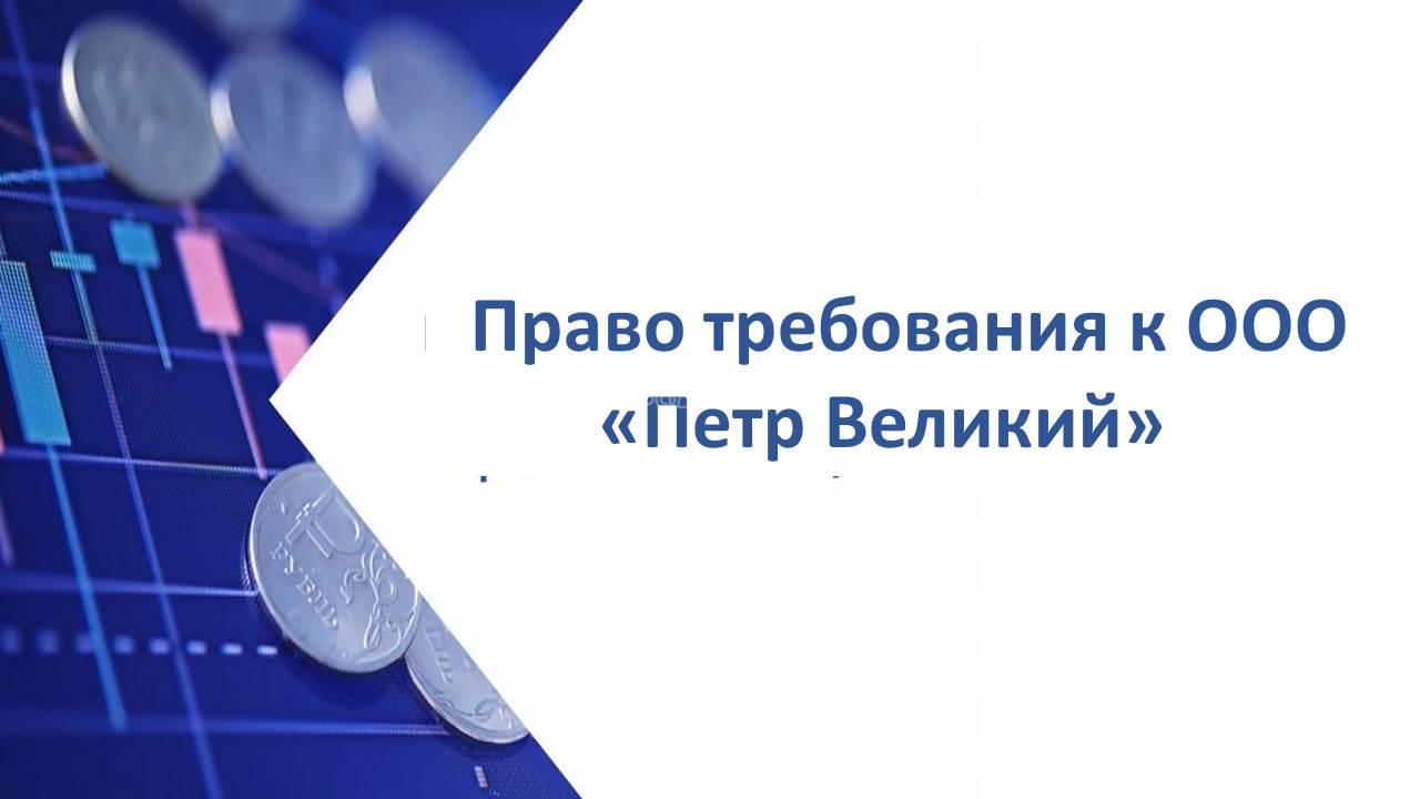 Лот №49, Право требования к ООО «Петр Великий» (ИНН 7825382561) в размере 114 427 495,48 руб.