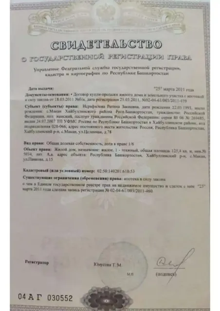 1/6 доля в праве на жилой дом, дача, площадь: 125,4кв.м, кадастровый номер: 02:50:140201:695 и 1/6 доля в праве на земельный участок , площадь: 6 958кв.м, кадастровый номер: 02:50:140201:610, Категория земель: Земли населенных пунктов, Вид разрешенного использования: Для ведения личного подсобного хозяйства