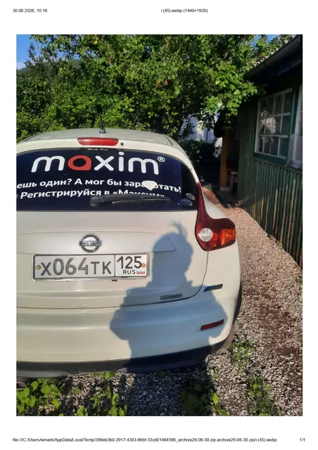 Легковой автомобиль марки: NISSAN, модель: Juke, год выпуска: 2010 г., кузов №: YF15-010778