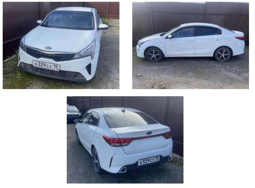 Легковой автомобиль KIA RIO, 2017 года выпуска, государственный номер А329СУ18, идентификационный номер (VIN) Z94C241ABJR018967, № двигателя HD066050, рабочий объём двигателя – 1368 куб. см, мощность двигателя 99,6 л.с., 73,3 кВт