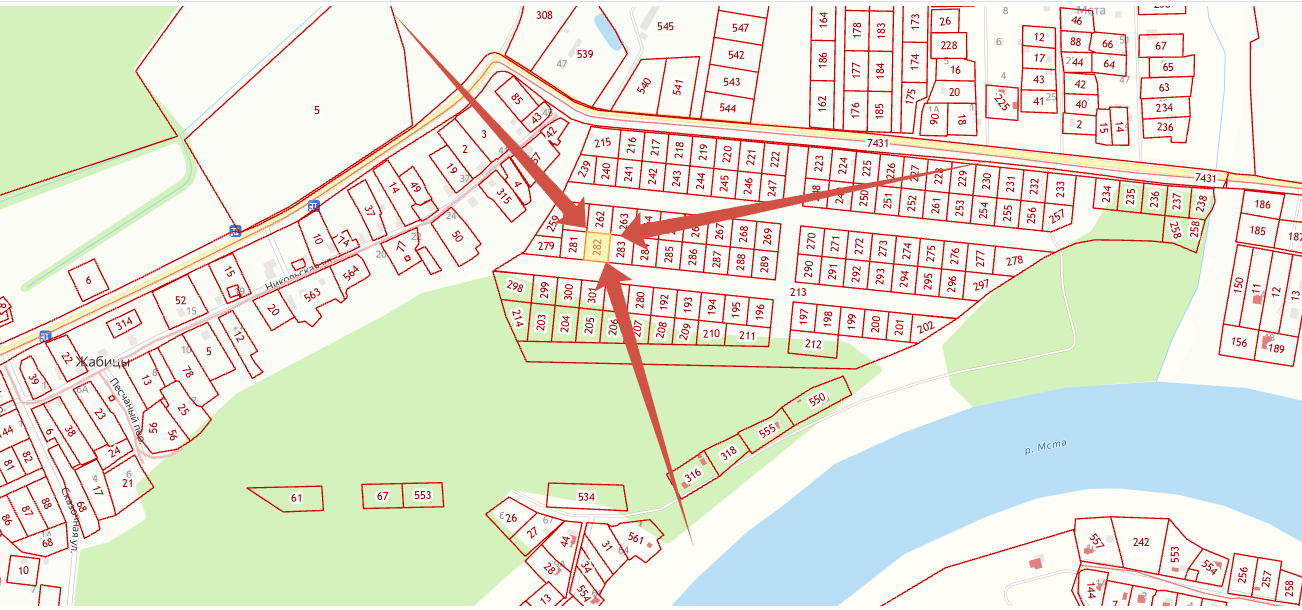 Повторные. Лот №1. Земельный участок КН 53:11:1200503:282 площадью 1050 кв. м, Местонахождение: Новгородская область, р-н Новгородский, с/п Новоселицкое, д. Жабицы