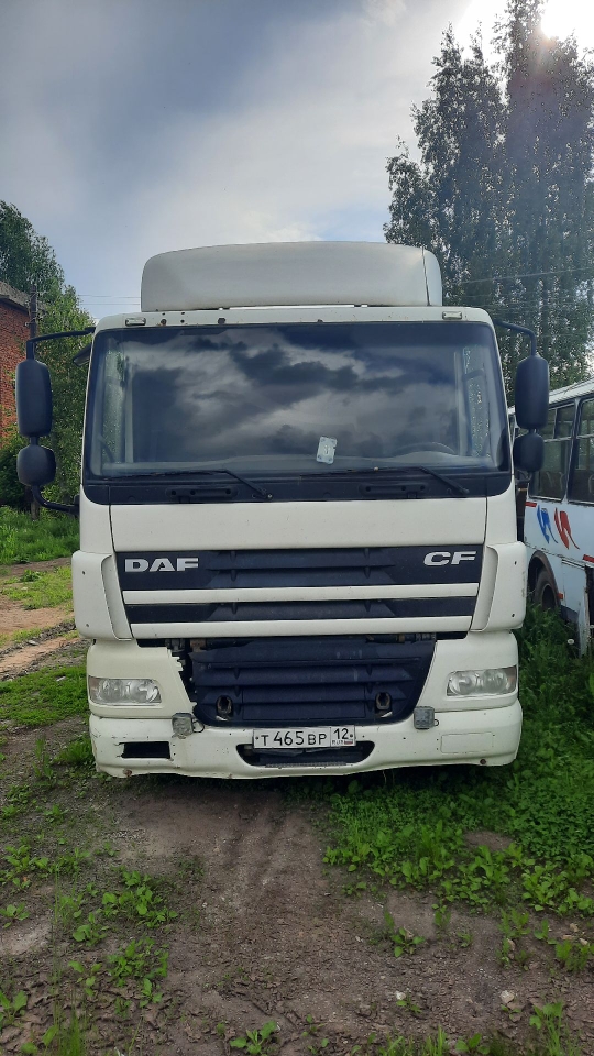 Грузовой тягач седельный DAF FTT GF85 460, 2014 г.в., г/н Т465ВР12, VIN XLRTT85MC0G027702, на кузове и раме следы коррозий, белого цвета, б/у