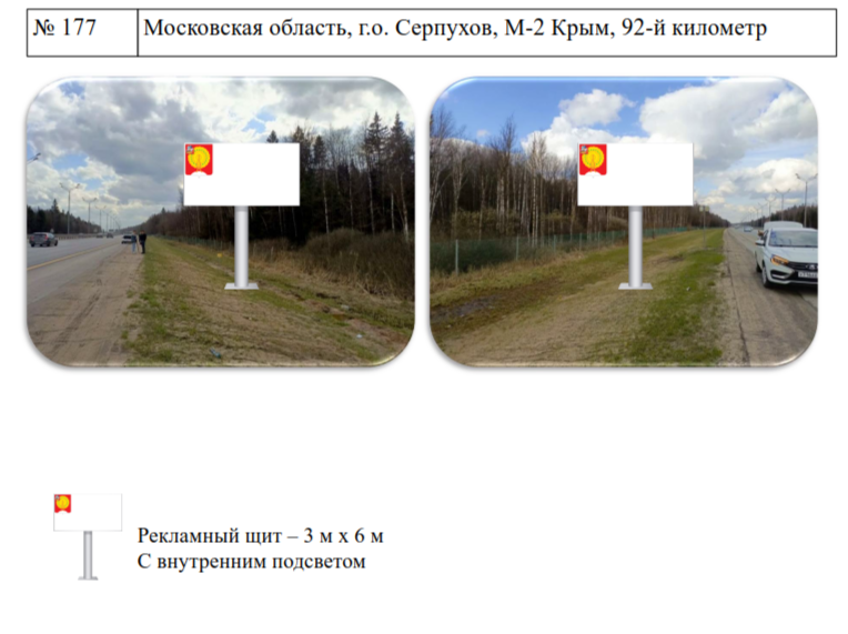 №6. Право на заключение договоров на установку и эксплуатацию рекламных конструкций. Московская обл., г.о. Серпухов, М-2 Крым, 89-й километр. В схеме размещения рекламных конструкций №176; Московская обл., г.о. Серпухов, М-2 Крым, 92-й километр. В схеме размещения рекламных конструкций №177;