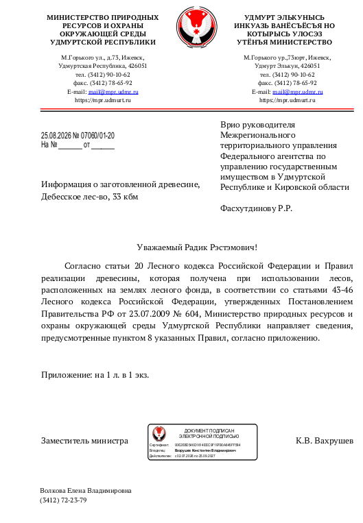 Лот № 21УР –  ель: деловая - 11 куб.м, дровяная - 2 куб.м,  пихта: деловая - 14 куб.м, дровяная - 6 куб.м. Всего древесины: деловая – 25 куб.м, дровяная - 8 куб.м (согласно данным Министерства природных ресурсов и охраны окружающей среды УР от 25.08.2026 № 07060/01-20).