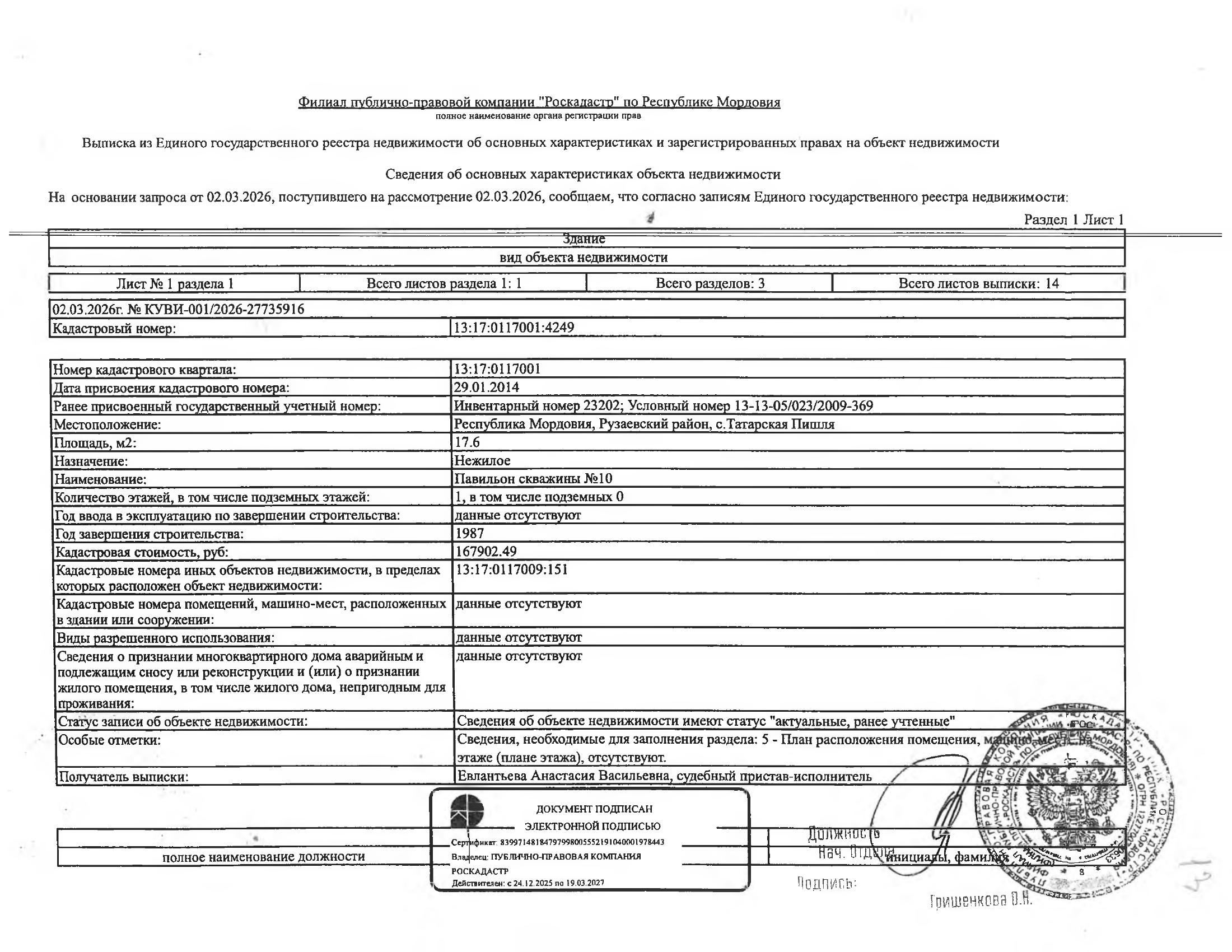 Нежилое здание (павильон скважины № 10) площадью 17,6 кв.м.