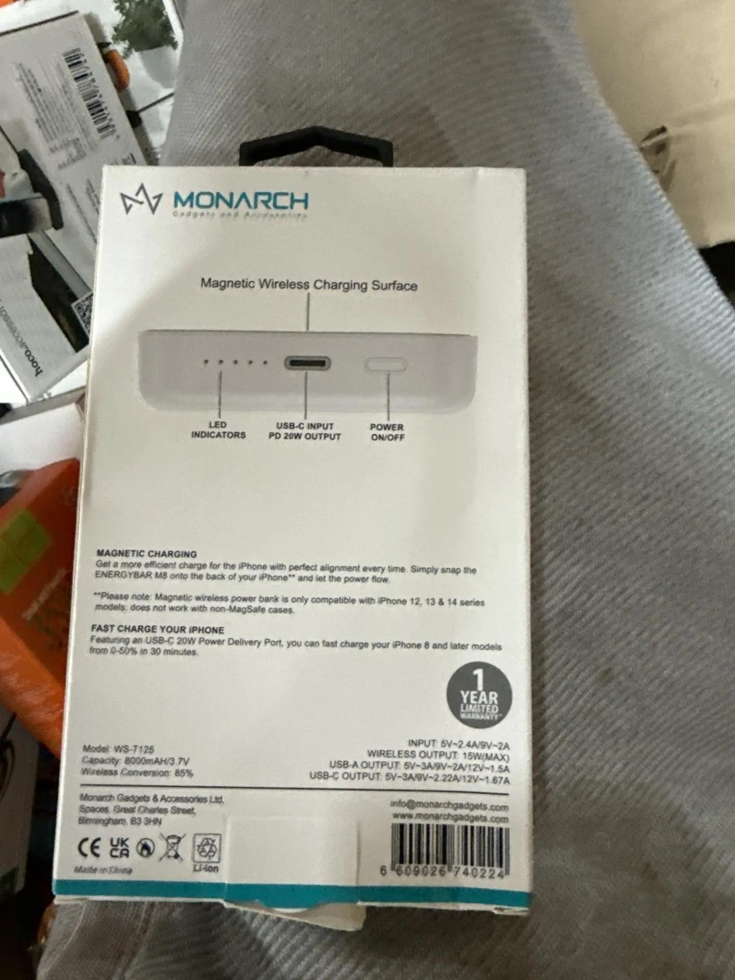 внешний аккумулятор Power Bank Monarch MAGBAR M8 8000 mah WS-T125 9 Штука (шт)