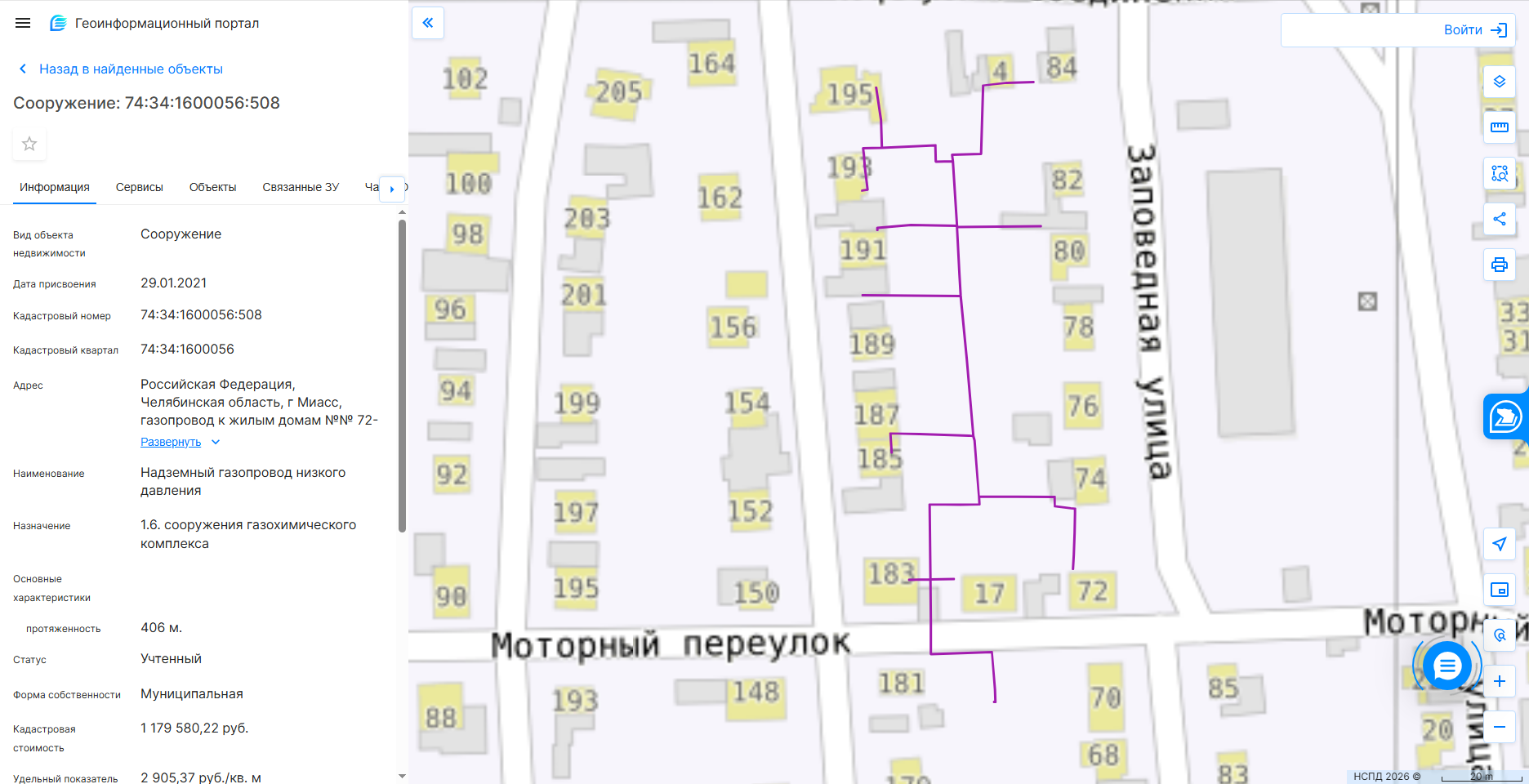 Надземный газопровод низкого давления 74:34:1600056:508