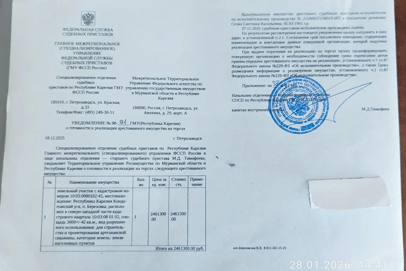Земельный участок КН 10:03:0080102:45
