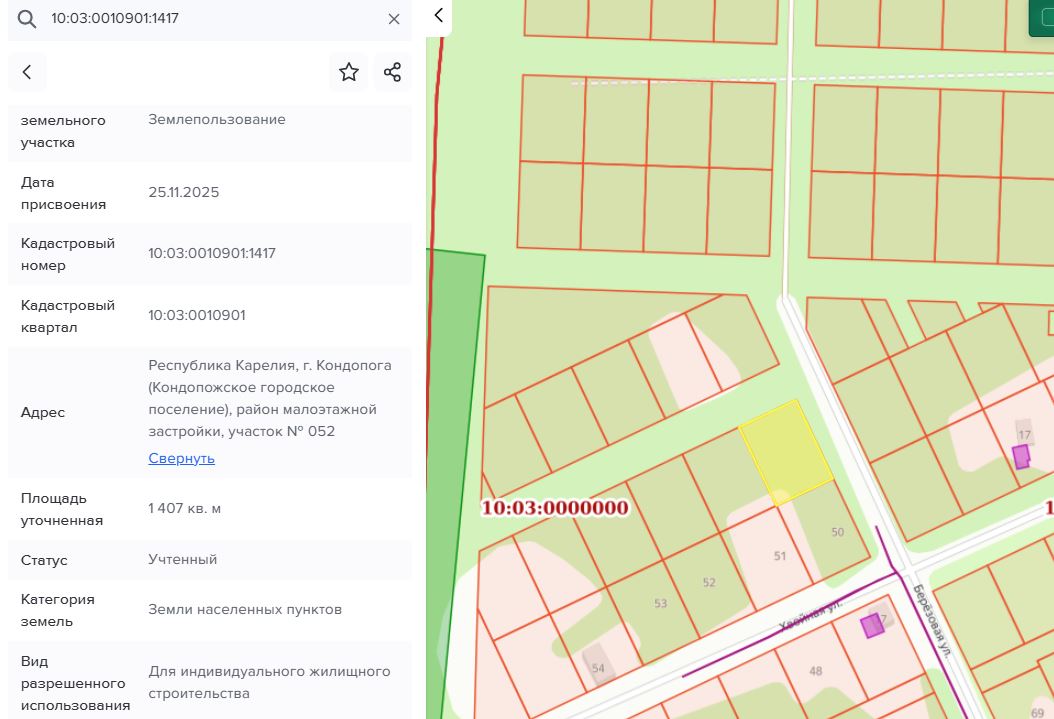 Лот №2. Право заключения договора аренды земельного участка из земель населенных пунктов, имеющего кадастровый номер 10:03:0010901:1417