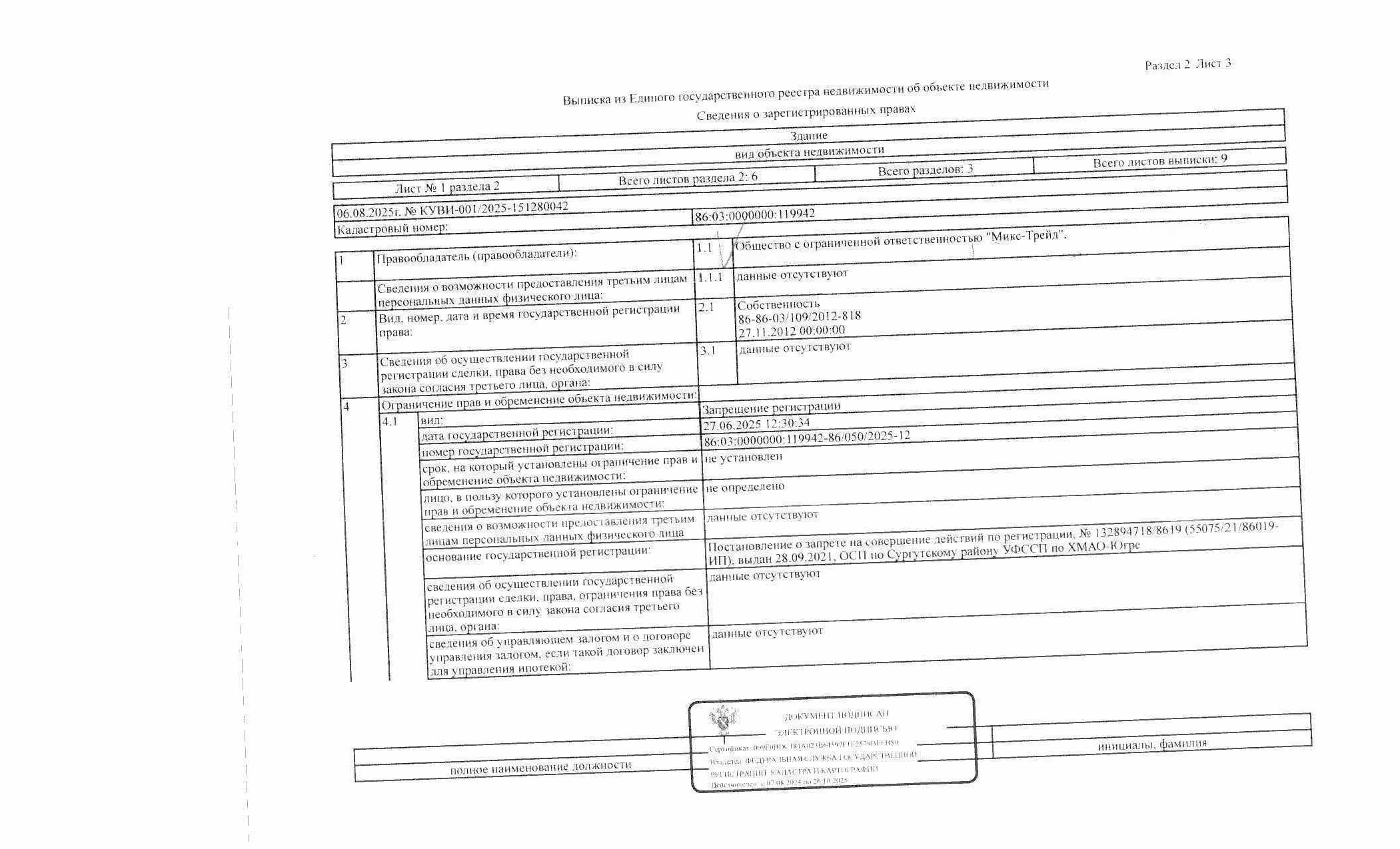 Нежилое здание (магазин), площадь 129,8 кв.м., кадастровый номер: 86:03:0000000:119942, р-н Сургутский, пгт. Барсово, ул. Апрельская, д.5, корп.1, рег. № 25-602-ГМУ;