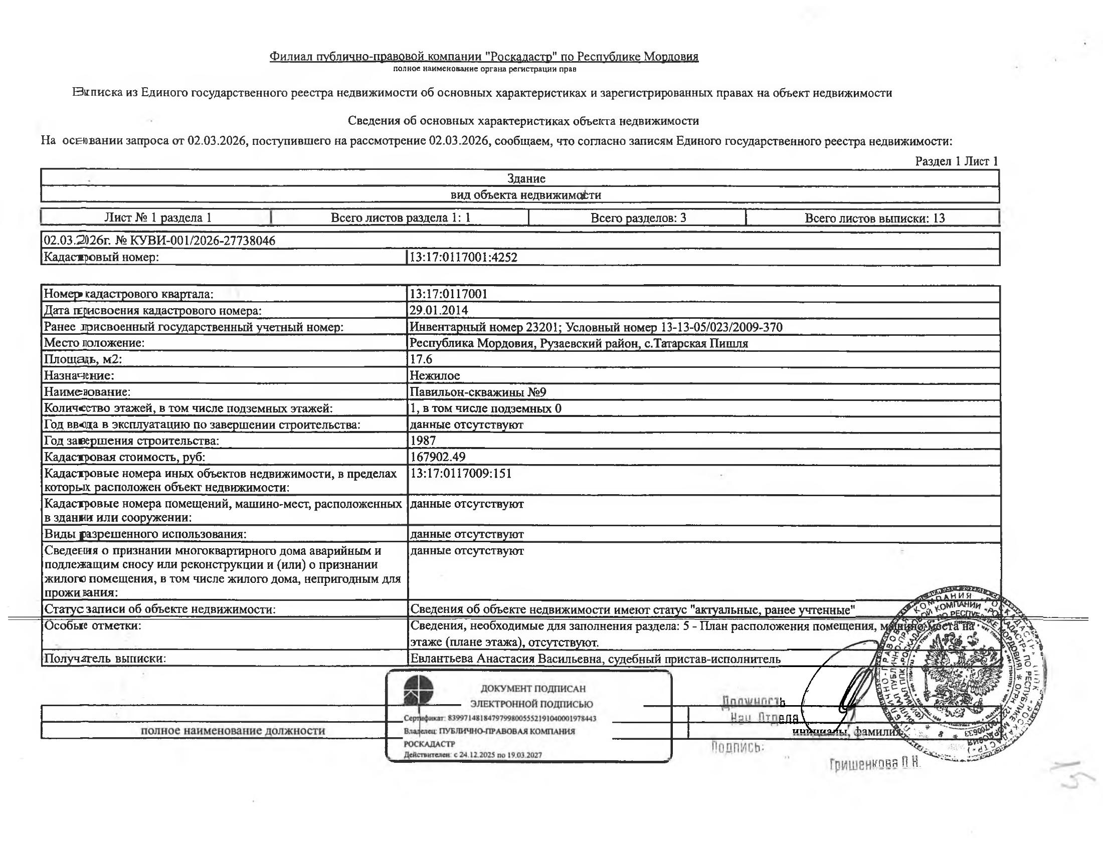 Нежилое здание (павильон-скважины № 9) общей площадью 17,6 кв.м.