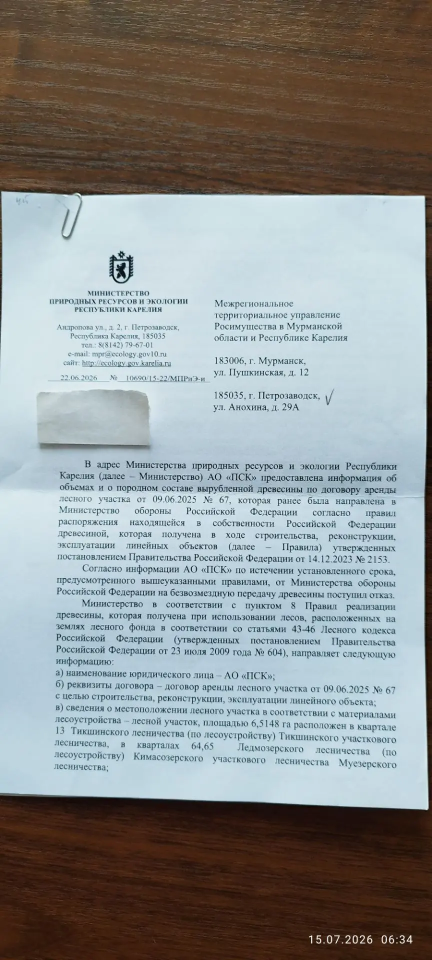 299,7 куб. м. - Муезерское лесничество