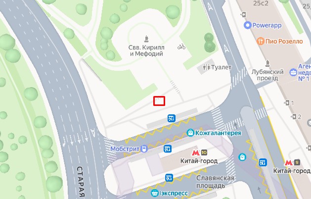 Нестационарный торговый объект "Тележка" по адресу: г. Москва, Лубянский проезд, д.25, стр.1 (Ильинский сквер), со специализацией «Мороженое», площадью 2,5 кв.м