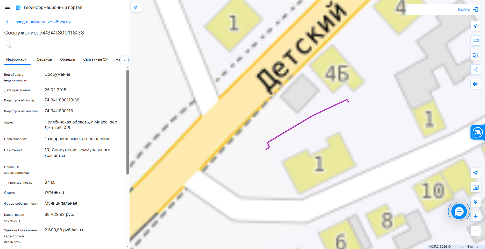 Газопровод высокого давления 74:34:1800118:38