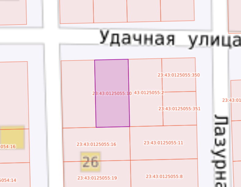 ЛОТ № 1155-З Право заключения договора аренды земельного участка, расположенного по адресу: Местоположение установлено относительно ориентира, расположенного в границах участка. Почтовый адрес ориентира: край Краснодарский, г. Краснодар, п. Индустриальный, ул. Удачная, 38, площадь 800 кв. м, форма собственности: неразграниченная, категория земель: земли населённых пунктов, с кадастровым номером 23:43:0125055:10