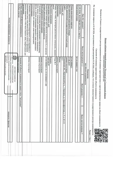 помещение, комната, площадью 35,7 кв.м., к/н 65:04:0000021:545, расположенная по адресу: Сахалинская область, г. Корсаков, ул. Краснофлотская, д. 9, кв 65-1/2. Согласно справке о прописанных лицах в комнате зарегистрирован 1 чел. По состоянию на 06.05.2026 задолженность по капитальному взносу составляет 15 400,98 руб., и пени 2057,48 руб. Должник: Демяненко А.А. Обременение: арест, залог.