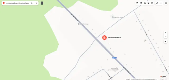 Жилое помещение «квартира» площадью 45,8 кв.м., этаж № 1, кадастровый номер 43:14:350105:180, расположенное по адресу: Кировская область, Куменский район, с. Верхобыстрица, ул. Хохрякова, д. 15, кв. 2