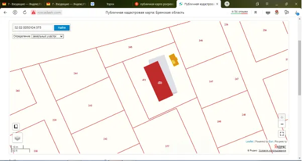 Объект незавершенного строительства, проектируемое назначение: нежилое здание: 387 кв.м., степень готовности 40 %, кадастровый номер 32:02:0050104:376. Объект незавершенного строительства, проектируемое назначение: нежилое здание: 44 кв.м., степень готовности 40 %, кадастровый номер: 32:02:0050104:375. Земельный участок, который находится под зданиями объектов незавершенного строительства, площадью 2200 +/- 16 кв.м., с кадастровым номером 32:02:0050104:491