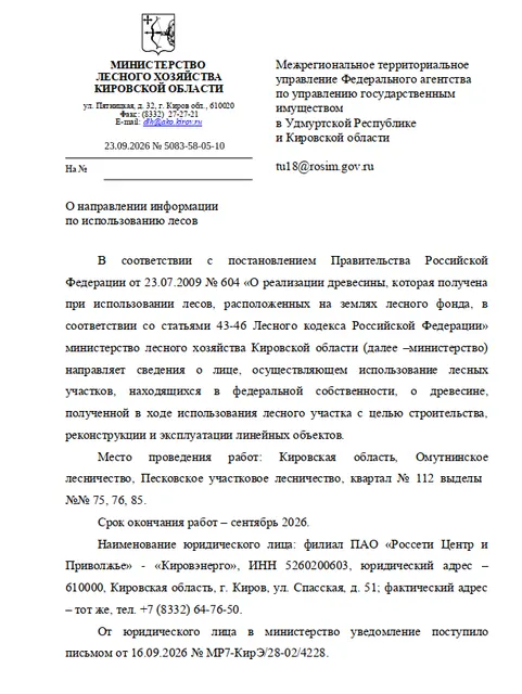 Лот № 29 – сосна: деловая - 49 куб.м, дровяная – 16 куб.м., ель: деловая - 93 куб.м, дровяная – 47 куб.м., береза: дровяная  – 8 куб.м. Всего древесины: деловая - 142 куб.м, дровяная – 71 куб.м. (согласно данным письма Министерства лесного хозяйства Кировской области от 23.09.2026 № 5083-58-05-10).