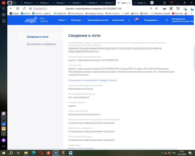 Здание с кадастровым номером 54:13:022801:154