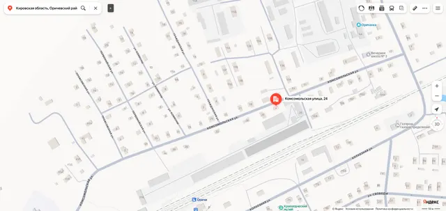 Нежилое здание «здание магазина № 5» площадью 66,4 кв. м., кадастровый номер 43:24:051007:100, количество этажей – 1, в том числе подземных – 0, расположенное по адресу: Кировская область, Оричевский район, пгт. Оричи, ул. Комсомольская, д. 24