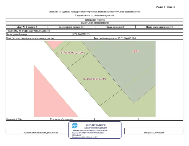 Земельный участок с кадастровым номером 87:05:000012:39