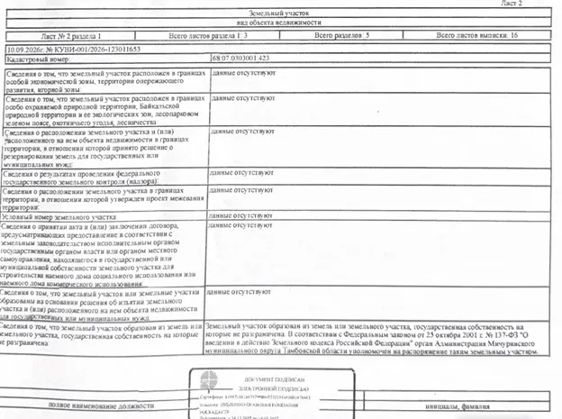 3емельный участок, кадастровый номер 68:07:0303001:423, площадь 1500+/-14 кв. м, категория земель: земли населенных пунктов, виды разрешенного использования: для индивидуального жилищного строительства, адрес (местоположение): Тамбовская область, Мичуринский муниципальный район, с/с сельское поселение Заворонежский сельсовет, п. Коминтерн, ул. 60 лет Октября