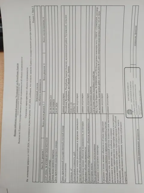 Право на заключение договора аренды земельного участка категории «земли населенных пунктов» с кадастровым номером 01:06:0400026:221, площадь: 3518кв.м., расположенного по адресу: Российская Федерация, Республика Адыгея, Теучежский муниципальный район,  Габукайское сельское поселение, аул Габукай, ул.Ленина, с видом разрешенного использования: для ведения личного подсобного хозяйства,  сроком на 20 лет.