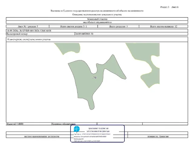 Аукцион по продаже права на заключение договора аренды земельного участка с кадастровым номером: 24:09:0402001:70, местоположение установлено относительно ориентира, расположенного за пределами участка, ориентир д. Черемшанка, участок находится примерно в  1,7 км, по направлению на северо-запад от ориентира, почтовый адрес ориентира: Красноярский край, Большеулуйский район, участок № 23