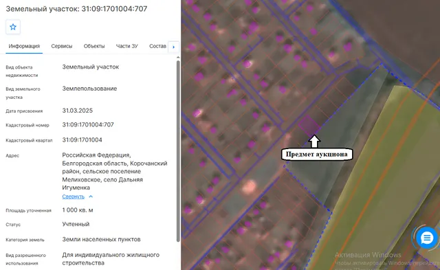 Предоставление в аренду земельного участка с кадастровым номером 31:09:1701004:707