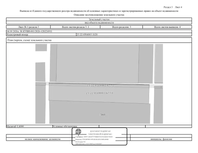 право заключения договора аренды земельного участка категории земель сельскохозяйственного назначения площадью 1841 кв. м с кадастровым номером 23:22:0504003:1120, местоположение: «Краснодарский край, Новопокровский район, в границах ПСК «им. Кирова», участок 610», с видом разрешенного использования для сельскохозяйственного использования (фонд перераспределения), находящегося в собственности Краснодарского края