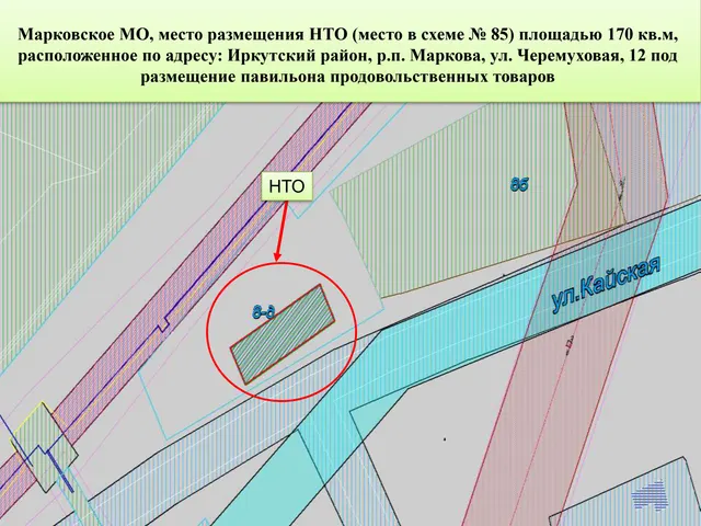 Право заключения договора на размещение нестационарного торгового объекта  площадью 170 кв.м, адрес:Иркутская область, Иркутский район, р.п. Маркова, ул. Черемуховая, 12