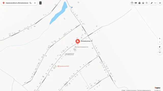 Жилое здание «жилой дом» площадью 61,1 кв.м., кадастровый номер 43:07:050302:177, количество этажей – 1, в том числе подземных – 0; земельный участок площадью 2492 кв. м, категория земель – земли населенных пунктов, виды разрешенного использования – личное подсобное хозяйство, кадастровый номер 43:07:050302:119, местонахождение: Кировская область, Вятскополянский район, д. Куршино, ул. Большая, д. 19