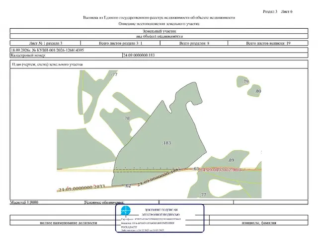 Аукцион по продаже права на заключение договора аренды земельного участка с кадастровым номером: 24:09:0000000:183, местоположение установлено относительно ориентира, расположенного за пределами участка, ориентир д. Черемшанка, участок находится примерно в  1,4 км, по направлению на северо-восток от ориентира, почтовый адрес ориентира: Красноярский край, Большеулуйский район, участок № 33