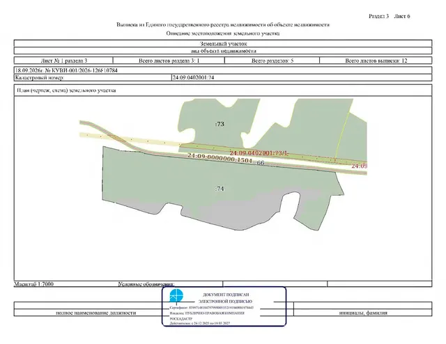Аукцион по продаже права на заключение договора аренды земельного участка с кадастровым номером: 24:09:0402001:74, местоположение установлено относительно ориентира, расположенного за пределами участка, ориентир д. Черемшанка, участок находится примерно                        в 1,7 км по направлению на запад от ориентира, почтовый адрес ориентира: Красноярский край, Большеулуйский район, участок № 27