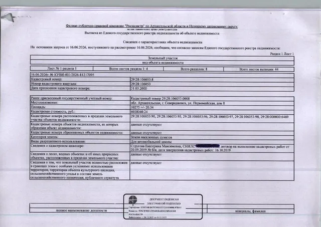 Право аренды земельного участка (договор № 10 211 001 от 31.03.2000) общей площадью 10300 кв. м, кадастровый номер: 29:28:106053:8, категория земель - земли населенных пунктов, вид разрешенного использования - для автомобильной школы, адрес: Архангельская обл., г. Северодвинск, ул. Первомайская, д. 8