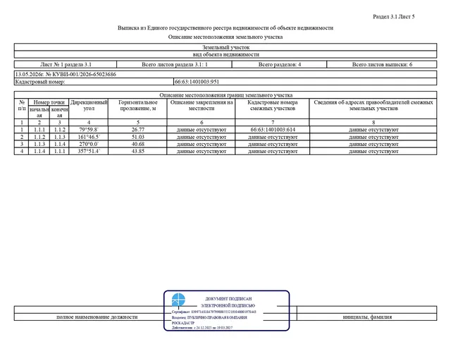 Лот № 2 – продажа земельного участка с кадастровым номером 66:63:1401003:951, расположенного по адресу: Российская Федерация, Свердловская область, городской округ Сухой Лог, село Знаменское, улица Калинина, земельный участок №15А (категория земель – земли населенных пунктов), с разрешенным использованием – для ведения личного подсобного хозяйства (приусадебный земельный участок), общей площадью 1567,0 кв.м.