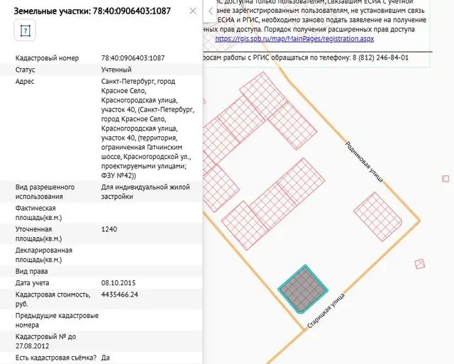 Электронный аукцион по продаже земельного участка для индивидуального жилищного строительства по адресу: Санкт-Петербург, город Красное Село, Красногородская улица, участок 40 (территория, ограниченная Гатчинским шоссе, Красногородской ул., проектируемыми улицами; ФЗУ №42)