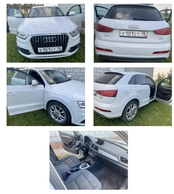 Легковой автомобиль AUDI Q3, 2014 года выпуска, государственный номер У101СТ18, идентификационный номер (VIN) WAUZZZ8U4ER075082, № двигателя 423862, рабочий объем двигателя - 1984 куб. см, мощность двигателя 170 л.с, 125,04 кВт.