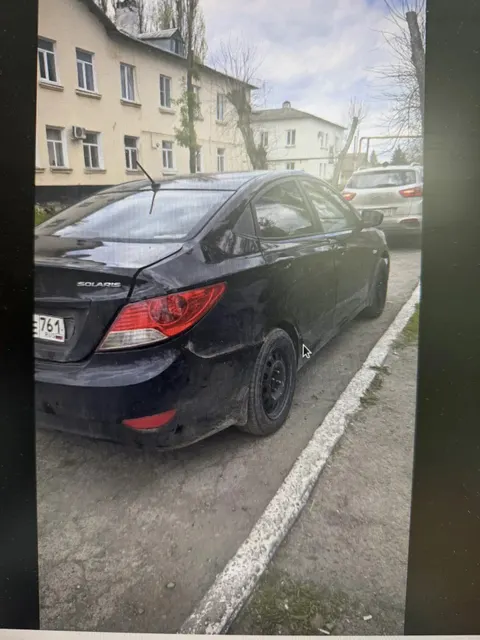 Легковой автомобиль HYUNDAI SOLARIS, 2011 г.в., г/н М609НЕ761, VIN Z94CT41CABR064210, черного цвета, ТС после ДТП, повреждены передний бампер, задний бампер, заднее левое крыло полностью помятое, на багажнике есть вмятины, на правом крыле есть потертости, низ задней левой двери выгнут в обратную сторону, в залоге, должник Кириченко Р.И., (Поручение ТУ Росимущества в РО от 29.07.2026 № 61-1158-У). Адрес (местоположение): Ростовская область, г. Гуково, ул. Параллельная, д. 29.