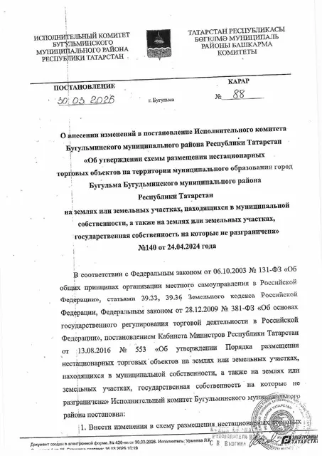 Аукцион на право размещения нестационарного торгового объекта, Республика Татарстан, г.Бугульма, ул.Советская 62 (возле здания магнит)
