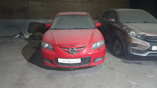Транспортное средство Mazda 3, 2008 года выпуска, цвет - красный, VIN JMZBK12Z501777625, государственный номер О949ВН29