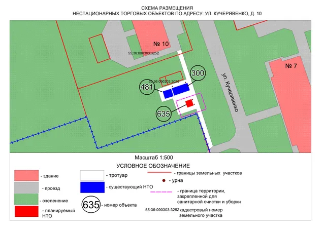 Аукцион по продаже права на заключение договоров на размещение НТО на территории ЛАО города Омска по адресу:Улица Кучерявенко, дом 10 №635