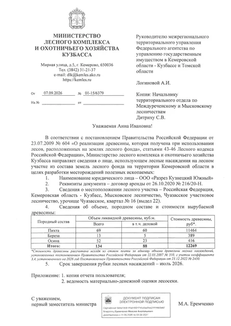 Пихта (ОКПД2 02.20.11.115) – 69 куб.м., в том числе деловой 60 куб.м.; Береза (ОКПД2 02.20.12.114) – 13 куб.м., в том числе деловой 5 куб.м.; Осина (ОКПД2 02.20.12.115)  – 52 куб. м., в том числе деловой 23 куб. м; Итого: – 134 куб.м., в том числе деловой 88 куб.м.