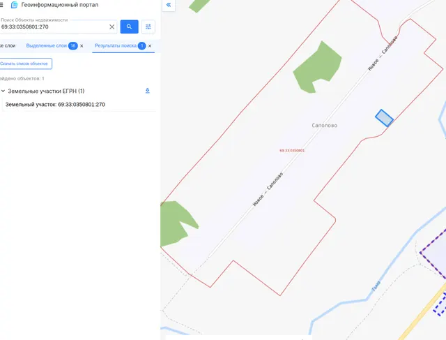 Право на заключение договора аренды земельного участка, государственная собственность на который не разграничена, площадью 1500 кв.м, с кадастровым номером 69:33:0350801:270, местоположение: Российская Федерация, Тверская область, м. р-н Торжокский, с. п. Высоковское, д. Саполово